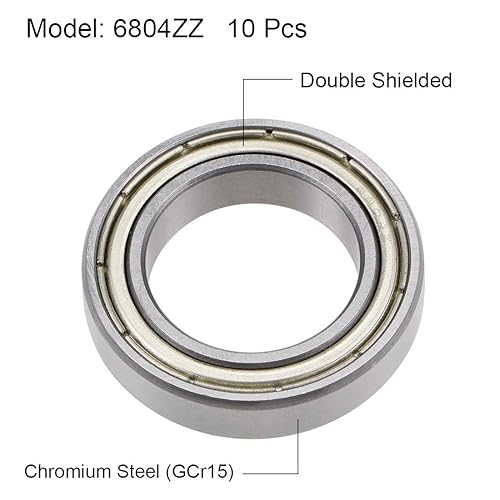 Miniatura 2 de uxcell 6804ZZ Rodamientos rígidos de bolas de 0.787 in Diámetro 1.260 in OD 0.276 in Espesor Doble Blindado Acero Cromo Z2 10pcs