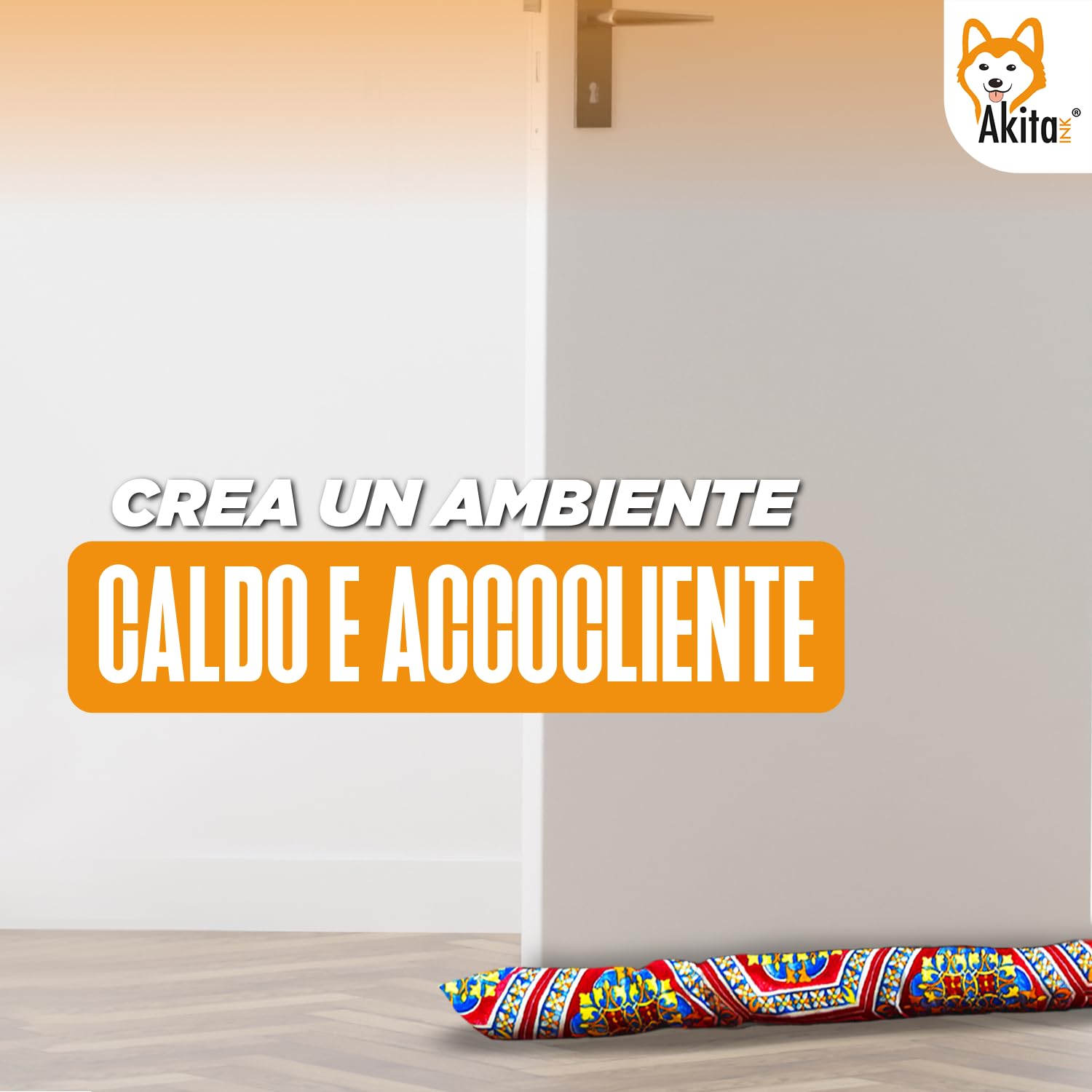 Akitaink Set 6 Paraspifferi in cotone, paraspifferi sottoporta, Parafreddo Imbottiti per Porte e Finestre, 120 cm, Made in Italy - Risparmio Energetico e Protezione Completa