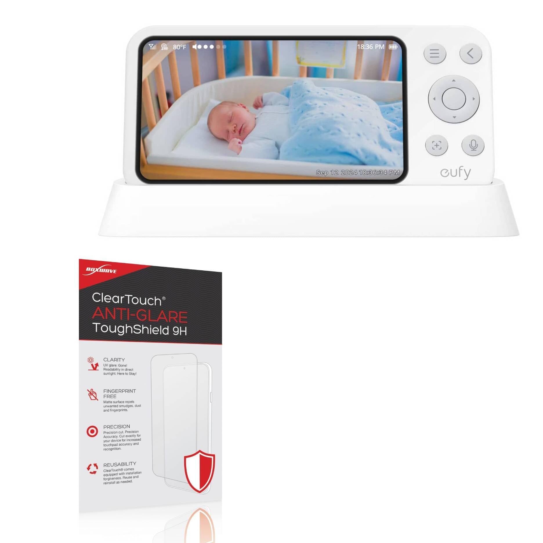 BoxWave Screen Protector Compatible with Eufy Baby Monitor E21 (4K) - ClearTouch Anti-Glare ToughShield 9H (2-Pack), Anti-Glare 9H Tough Flexible Film Screen Protector