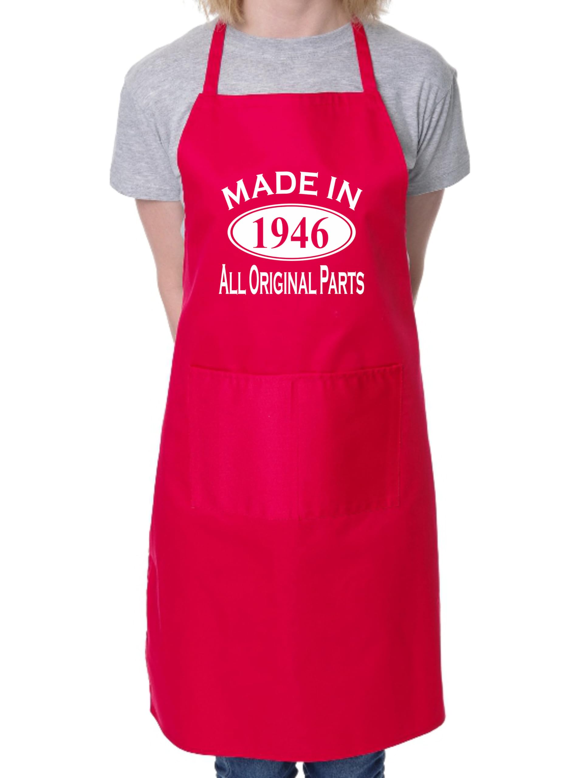 Print4u Men's Red Made In 1946 80Th Birthday Bbq Cooking Funny Novelty Apron