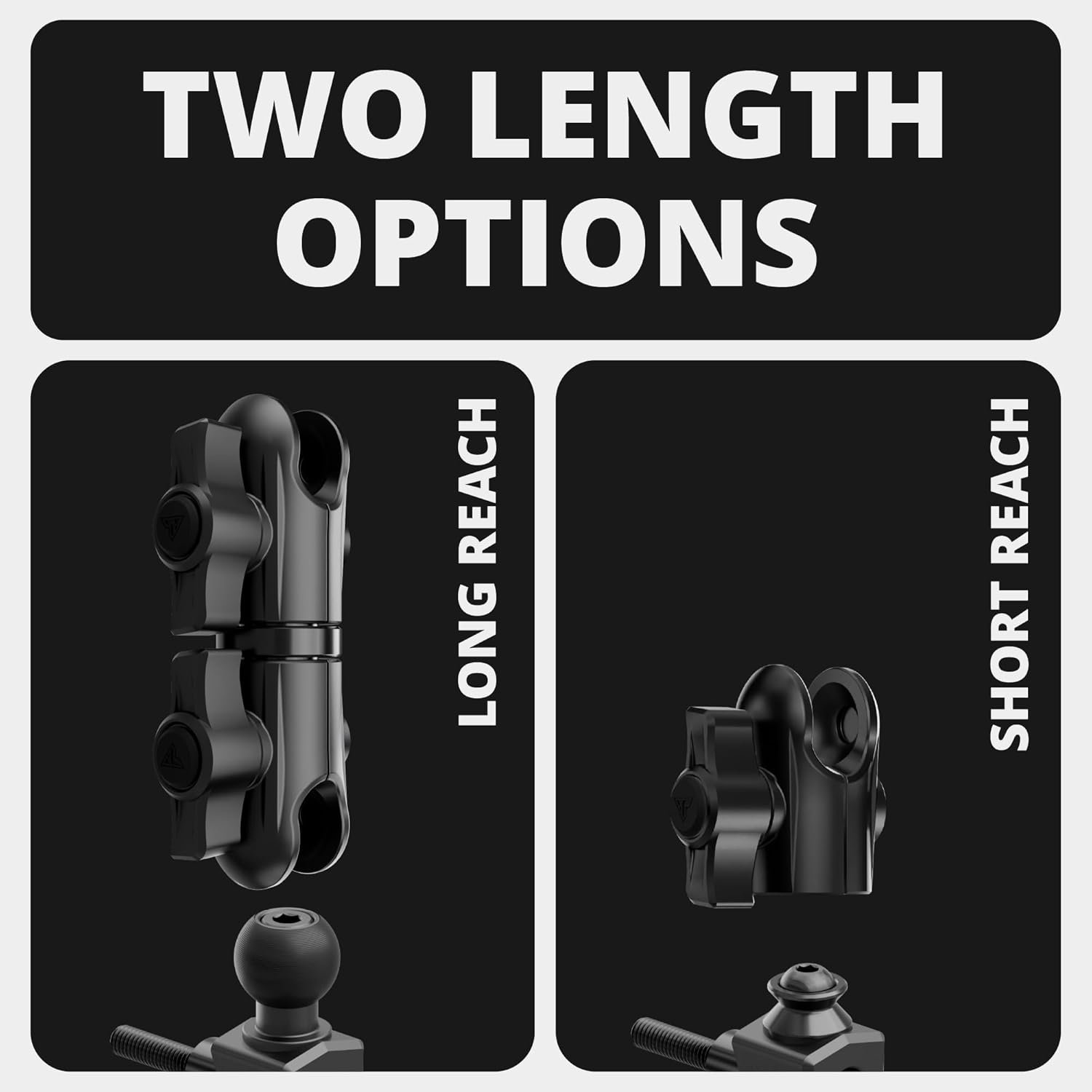 Tackform Black Motorcycle Perch/Brake/Clutch Reservoir Phone Mount - 20MAXX Spring Cradle | 3.5” Long Reach Arm | Billet Aluminum | Compatible with Harley-Davidson, Gold Wing, Honda, More