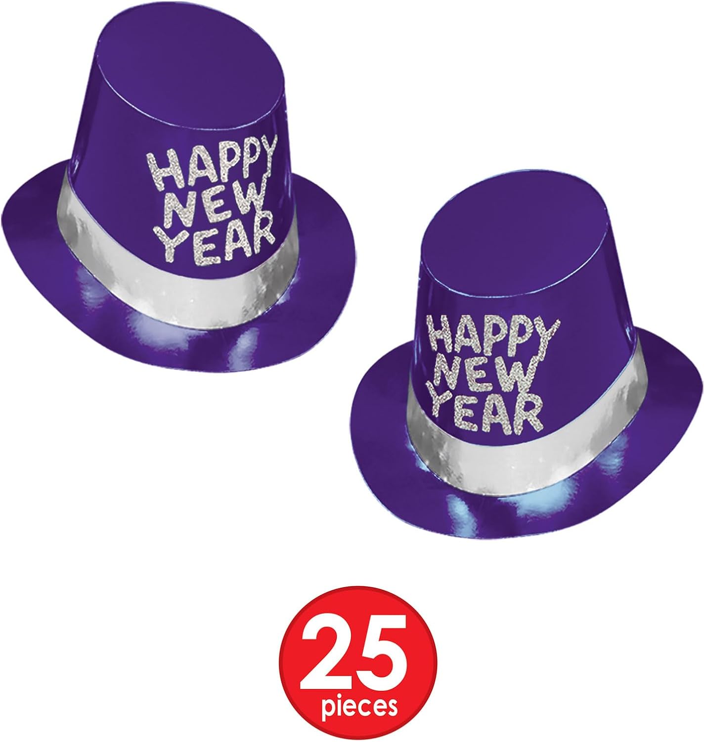 Beistle Purple Passion New Year’s Eve Assortment – Party Kit for 50 People, Glittered Foil Hi-Hats, Fringed Tiaras & 9” Horns, Purple and Silver Celebration Accessories for NYE Midnight Countdowns