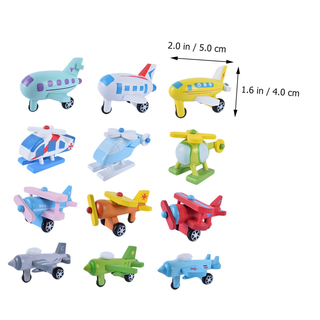 Hohopeti Giocattolo Aereo in Legno per 12 Pezzi Set Mini Aerei Colorati Educativi per Prima Infanzia Superfici Lisce e Angoli Arrotondati per Sviluppo Capacità di Presa e Riconoscimento