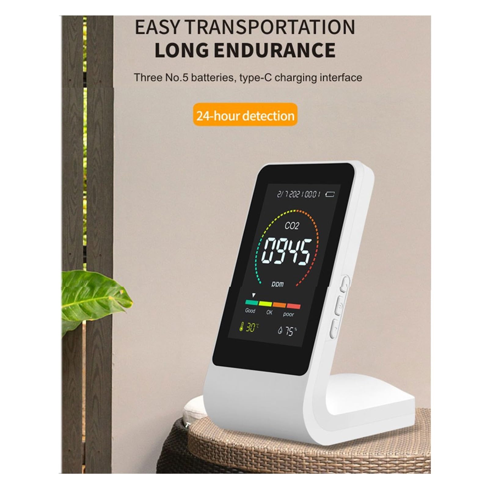 Misuratore di CO2 3 In1 Tester digitale del sensore umidità della temperatura Monitor multifunzionale qualità dell'aria portatile Per cucina e camper