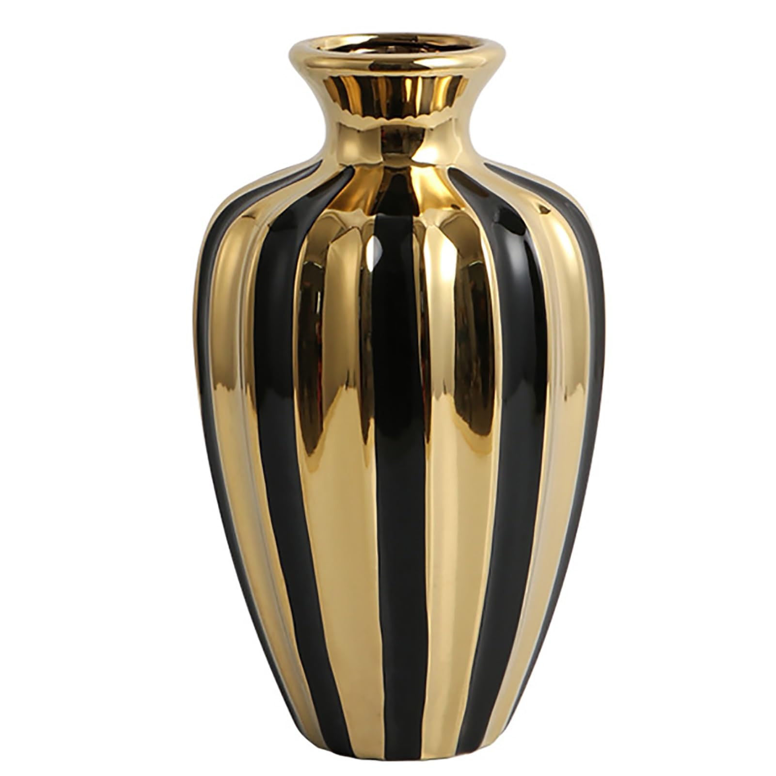 Luksusowy Ceramiczny Wazon W Kolorze Czarnego Złota, Elegancki Słoik Na Imbir- Kreatywne Wazony Na Kwiaty Wystrój Domu - Do Trawy Pampasowej, Salonu, Stołu Jadalnego, Prezentu(33CM/13INCH)