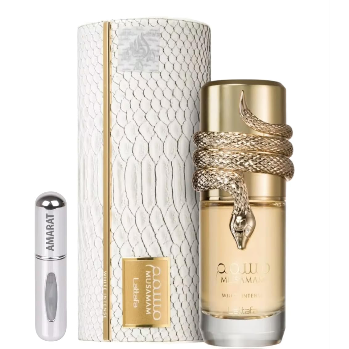 Profumo Musamam White Intense Originale 100ML, Profumo Arabo Unisex a Lunga Durata, EDP Include Atomizzatore Ricaricabile 5ML, Fragranza con Note di Bergamotto, Cocco e Sandalo (White Intense)