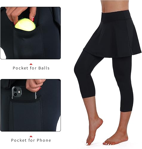 Miniatura 4 de ANIVIVO - Leggings con falda y bolsillos para mujer, diseño para yoga y tenis