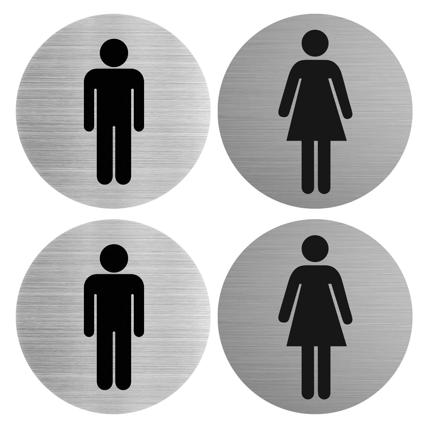 4 Pezzi Di Cartelloni Toilette, Cartelli Di Metallo, Forniture Per Servizi Igienici, Accessori Per Le Porte Del Gabinetto, Cartelli Autoadesivi.