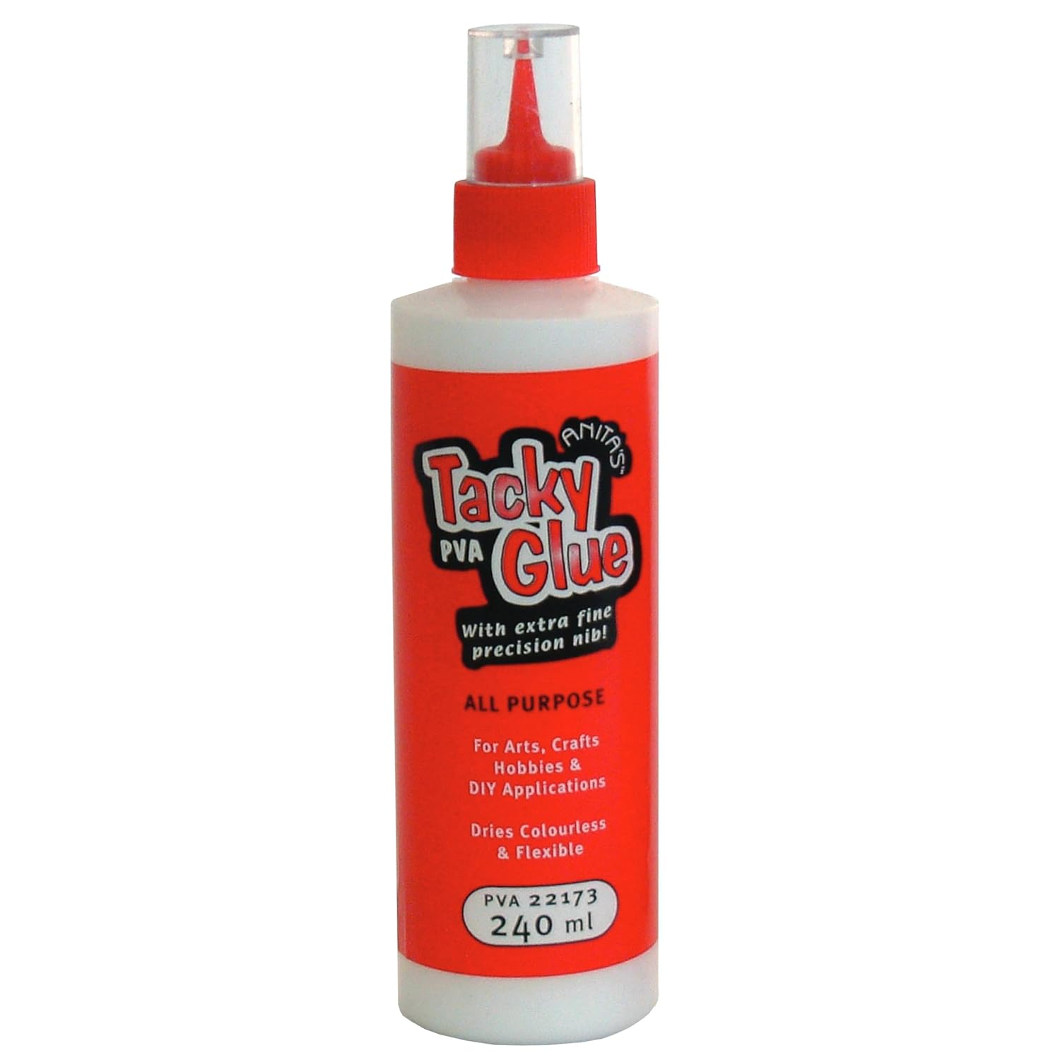 Anita's Tacky Poly Vinyl, PVA Craft Glue, 120ml, Ideal for Paper Crafting, All-Purpose Adhesive with Strong Tack, for Wood, Paper, Card, Leather, Foam, Fabric, Dries Clear