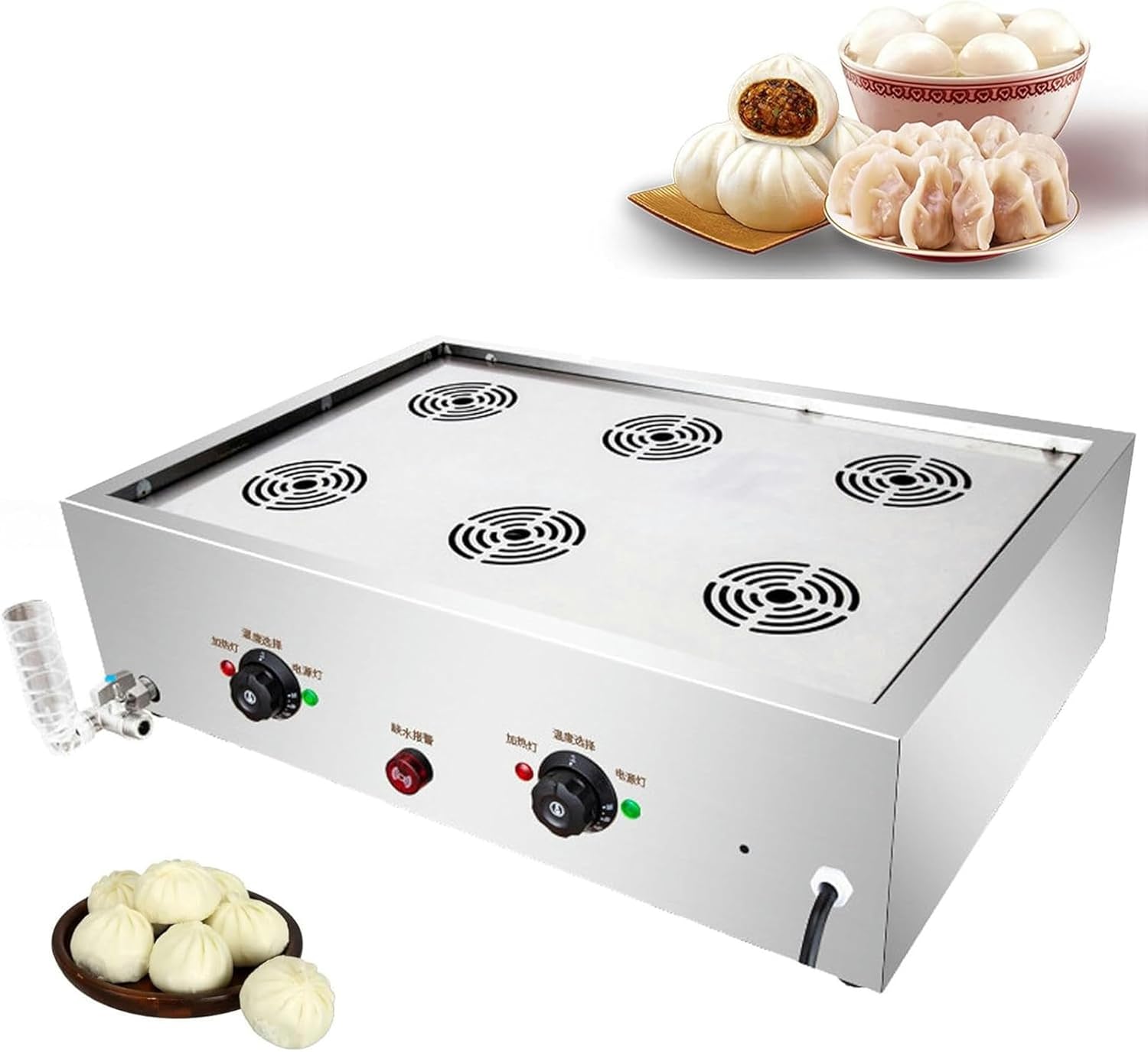 4000/5000w Electric Steamed Bun Machine, 13.5L Commercial Steamed Bun Machine, 30-110℃ Temperature (6holes)