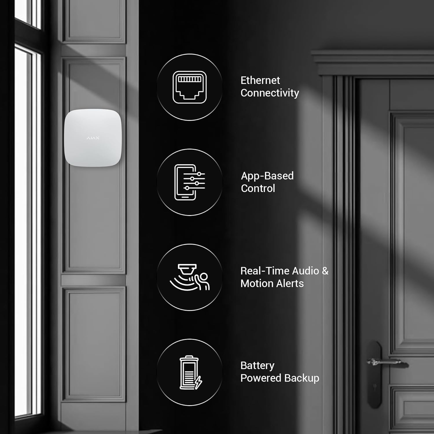 AJAX Hub 2 (4G) Jeweller Centrale di Allarme con Connettività Ethernet, SIM e LTE, Colore Bianco