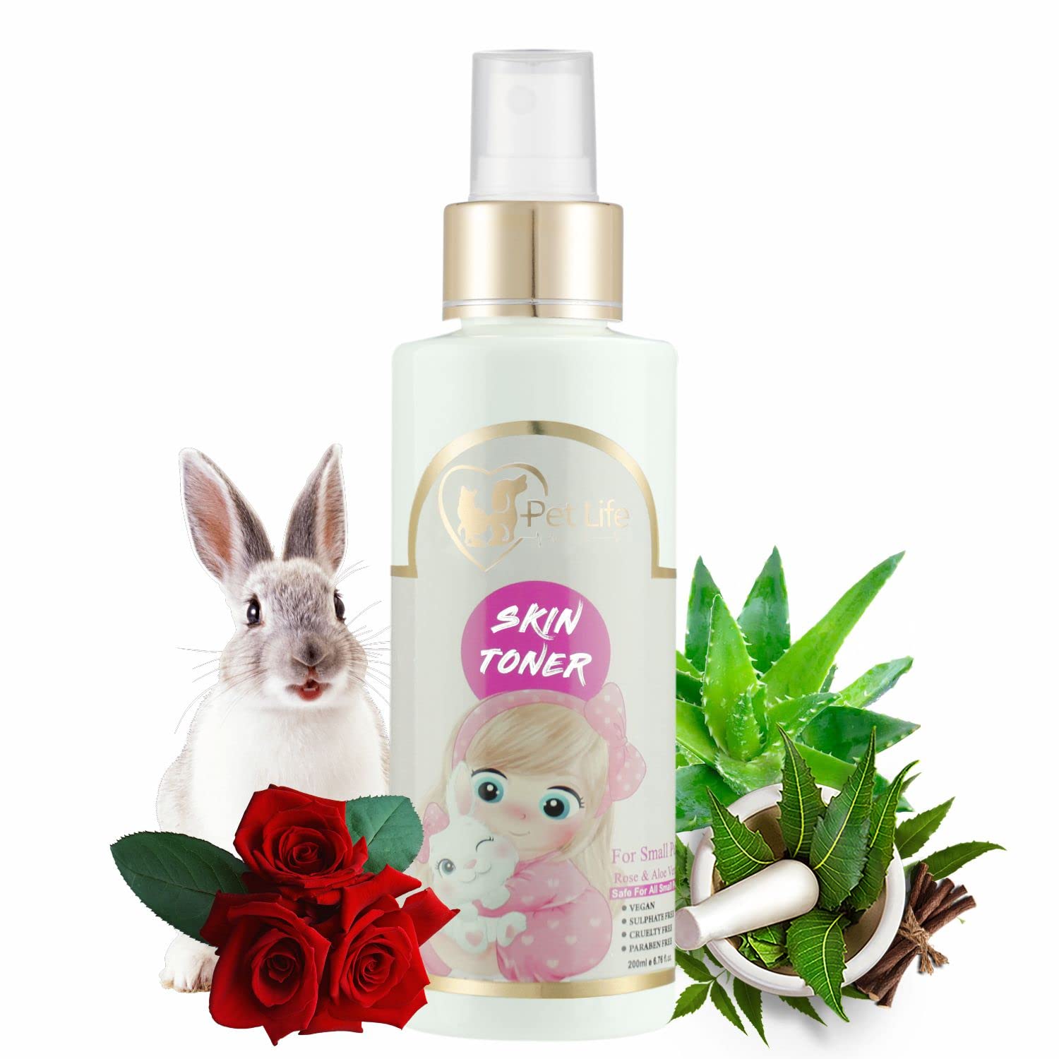 Pet Life Organic Skin Toner Spray for Small Pets, Rabbits & Kitten – Help to Skin Allergy, Redness, Itchiness, Restores Skin Health & Moisture - Pet Friendly Formula for All Small Pet Breed - 200 Ml (B09YTHXWHL) Amazon Price History, Amazon Price Tracker