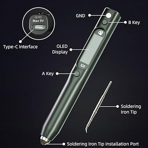 Miniatura 4 de Soldering Iron Kit, AC110-220V LCD Digital Soldering Gun, Portable Solder Iron, Self Calibration with Temperature Compensation and Adjustable