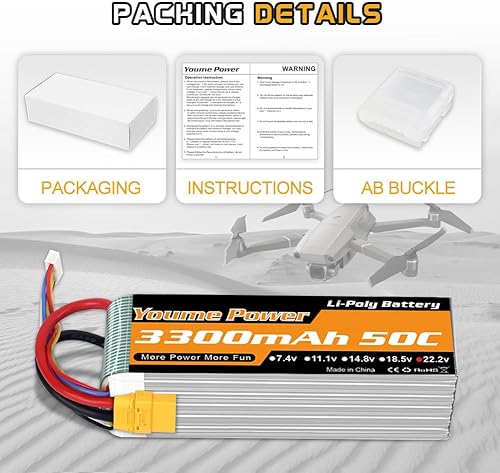 Miniatura 6 de 22.2V LiPo Battery 3300mAh,Lipo 6S Battery 50C XT90 Plug for RC Airplane RC Helicopter RC Quadcopter Drone Car Truck Boat Model(2 Packs)