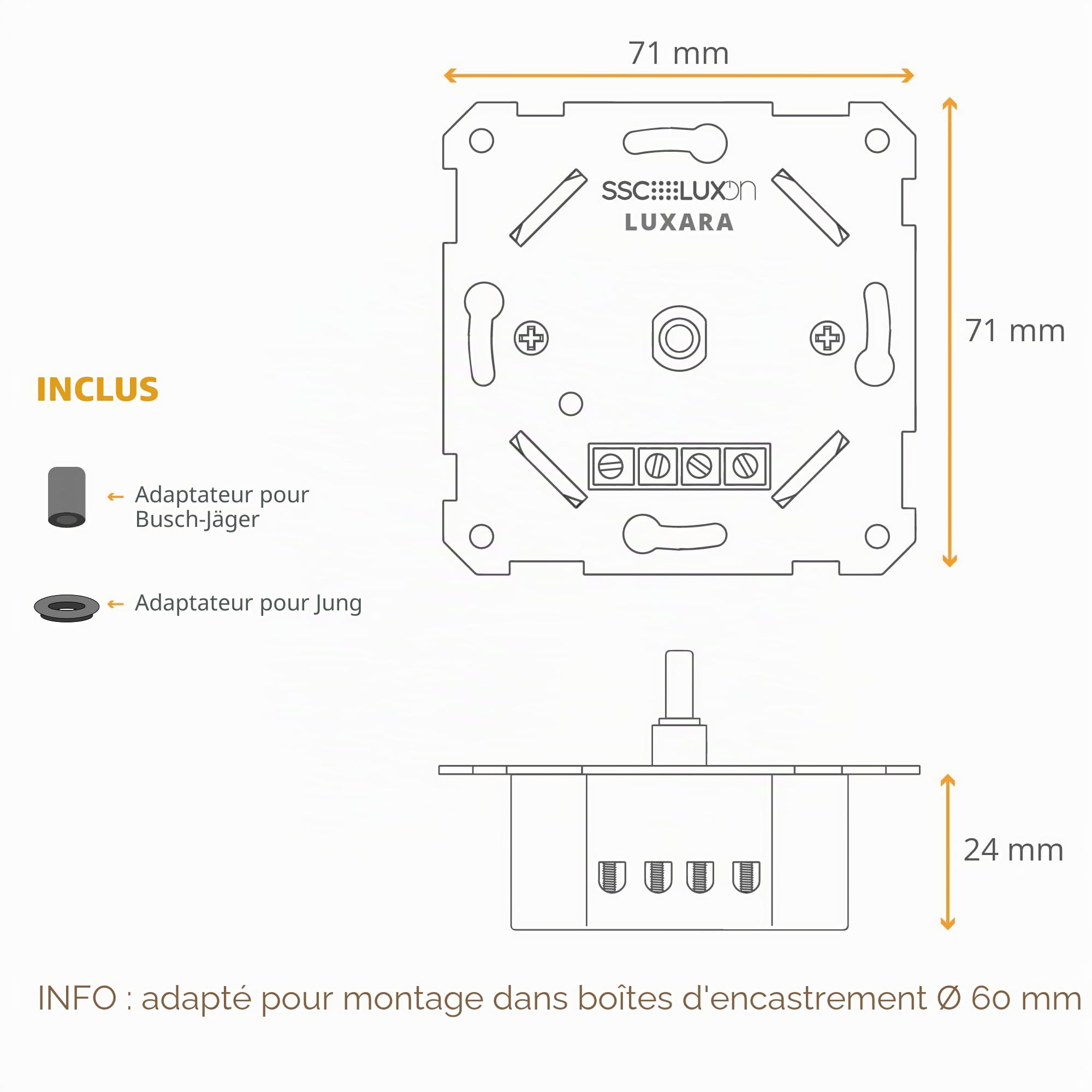SSC-LUXon LUXARA Variateur rotatif universel LED encastré pour lampes LED à