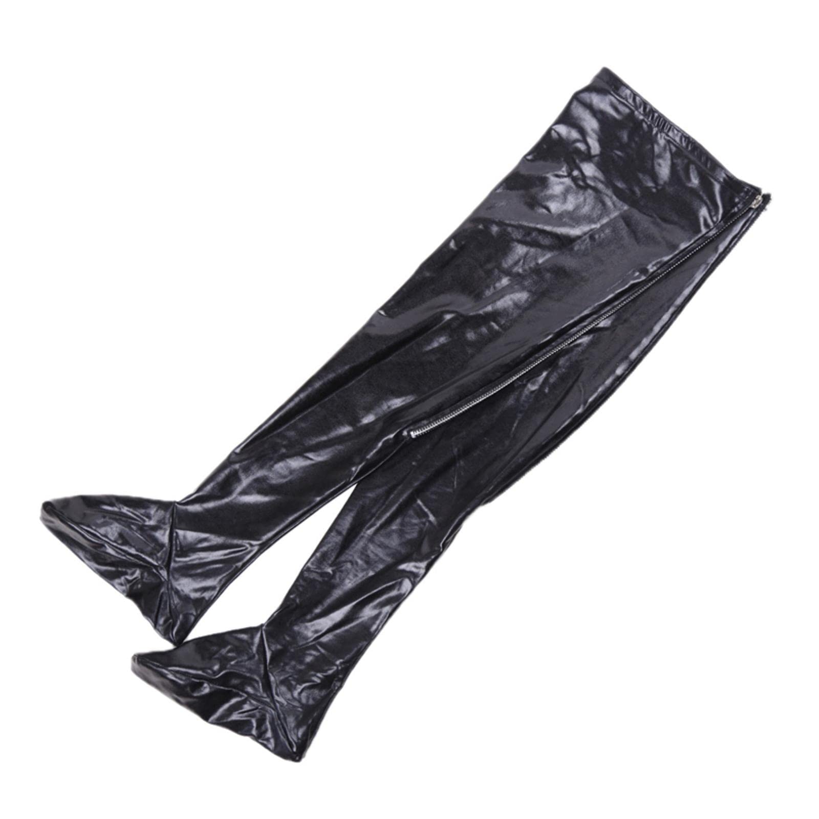 Gothic lingerie Punk Back Zipper Latex Stockings Wet Look Leather Thigh High Stockings Women Sexy Lingerie Hot Pole Dance Hosiery