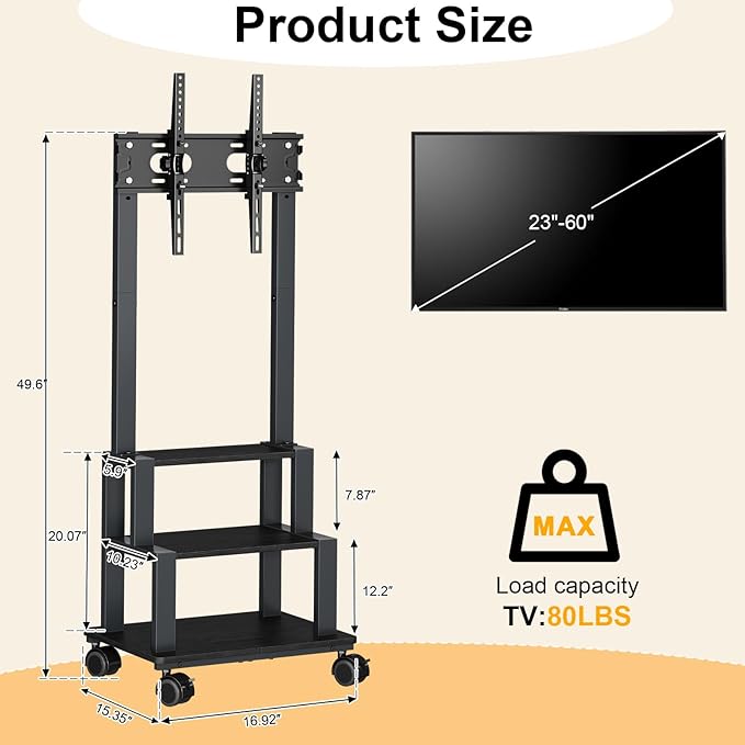 Soporte Móvil para TV de 23-60 Pulgadas con Ruedas miniatura 8