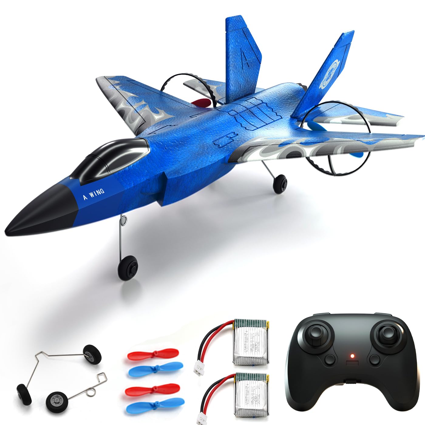 crohorizon RC Planes for Kids, Remote Control Airplane for Boys with 2 Batteries,2 Channels 2.4 GHZ Foam RC Plane,Hobby Beginners RC Plane -Blue