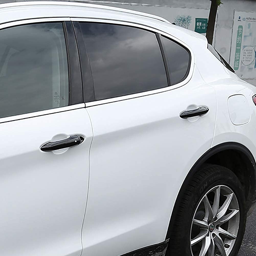 1 Set Car Styling Copri Cornice Decorazione Maniglia della Porta Fibra Carbonio per Alfa Romeo Giulia Stelvio, Adesivi per Maniglia Trim Accessori Auto ​Autoadesivi