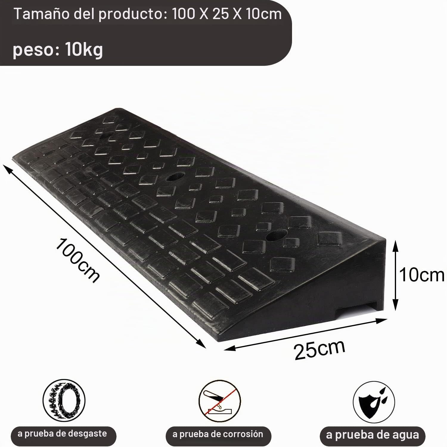 uyoyous Rampa de bordillo de goma de 10 cm de altura, rampa de umbral de puerta de goma sólida, rampa de carga de borde de bordillo, cuñas de carga, rampa de carga para coche, silla de ruedas, acera