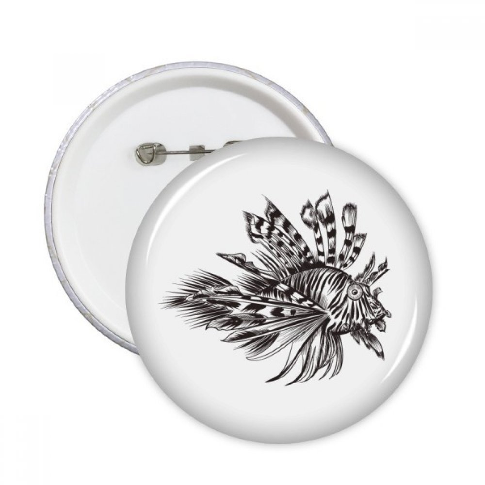 Cadeau vie marine poisson pins badge rond décoration vêtement noir XXL