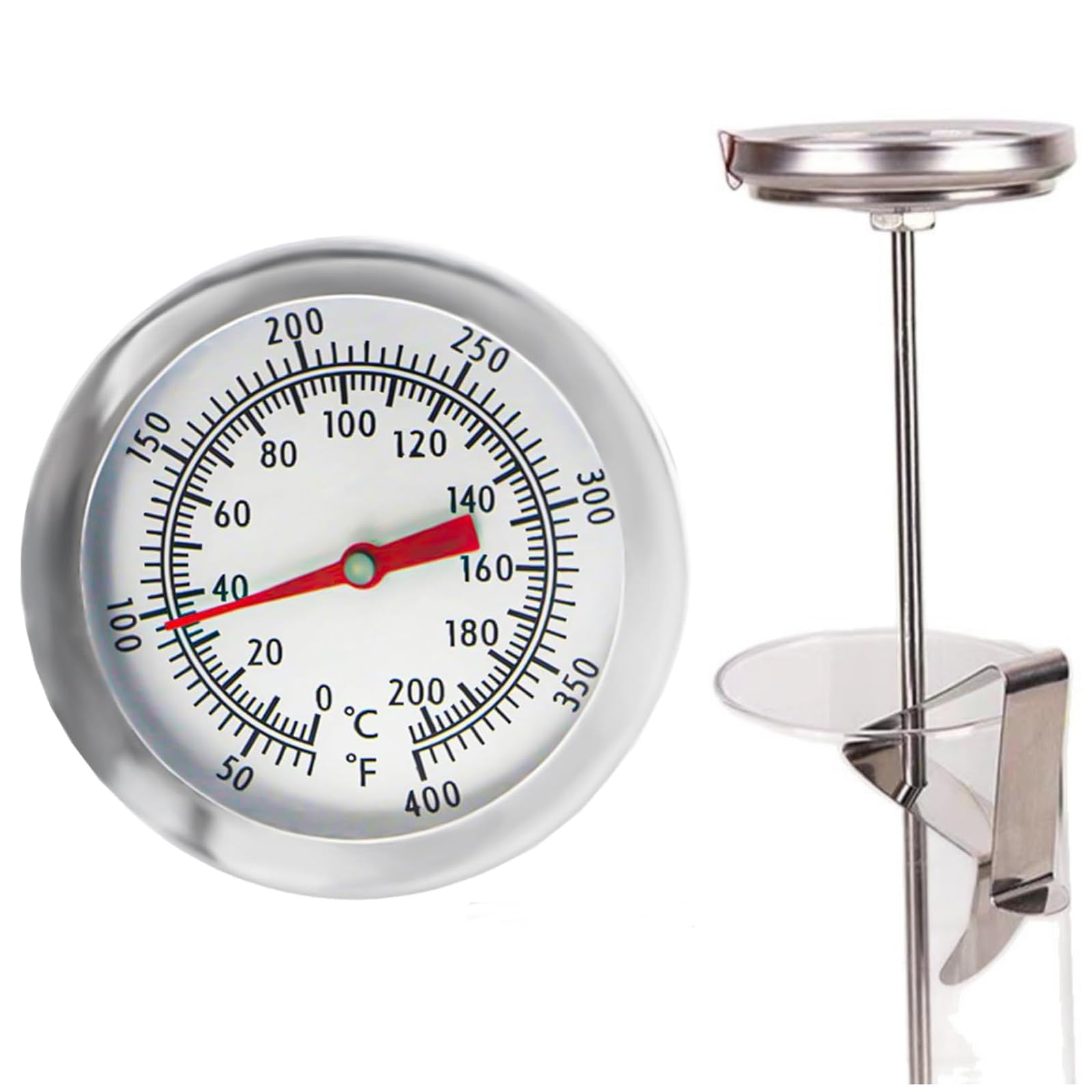 温度計 料理 油 温度計 天ぷら料理用 20CM 油温度測定用品 304ステンレス鋼 0℃〜200℃測定 電池不要 高温対応