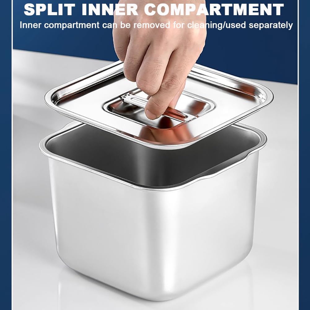 Juego De Caja De Especias De Acero Inoxidable De Gran Capacidad, Especiero Dispensador De Encimera con Tapa Y Cuchara, Organizador para Almacenar Frutas,D
