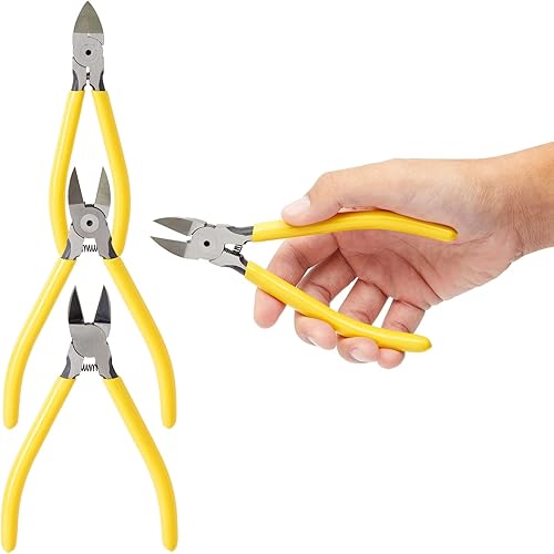 Miniatura 3 de Paquete de 5 cortadores de alambre CR-V, cortadores laterales de alambre suave para hacer joyas (amarillo, 6 pulgadas)