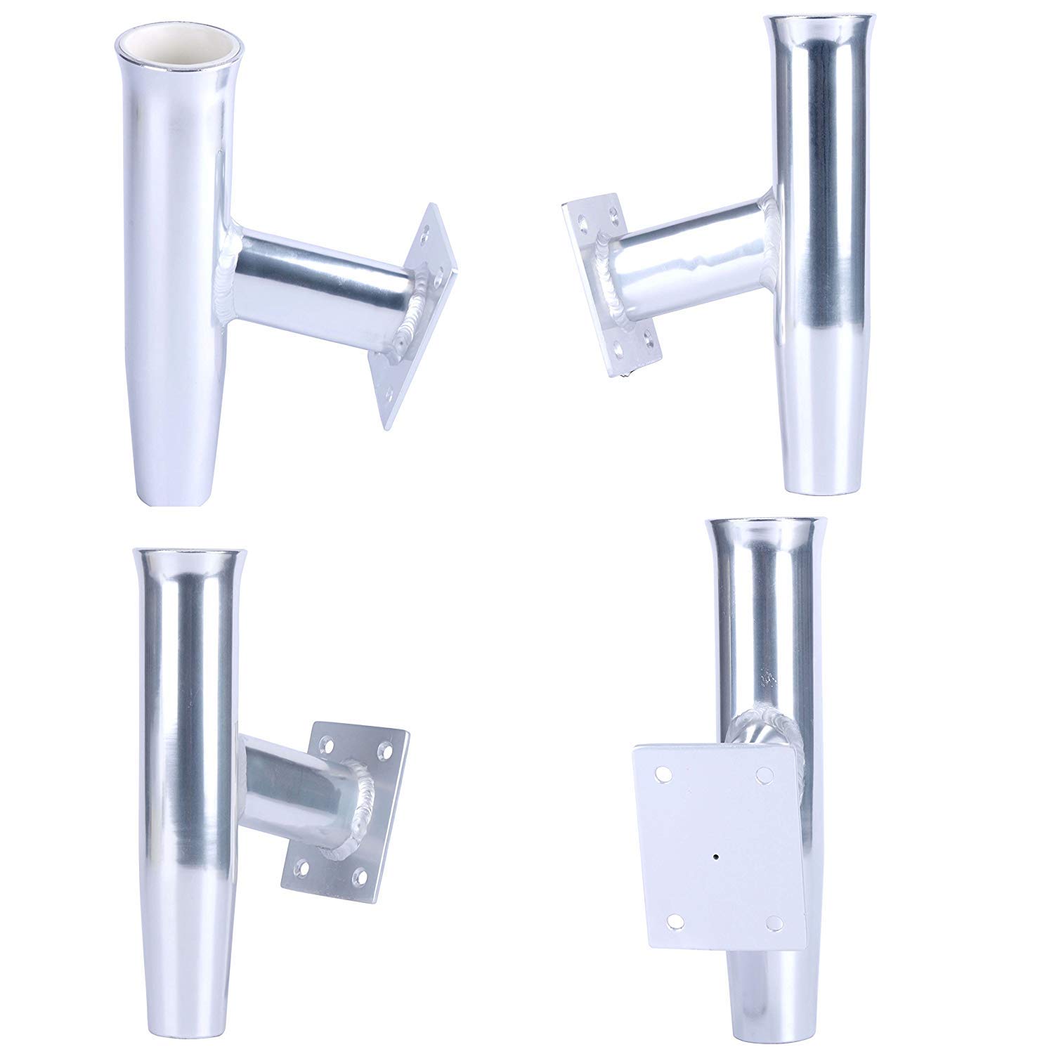 Amarine Made - Supporto per asta singola in alluminio, montaggio a parete, 15 gradi (2 pezzi)