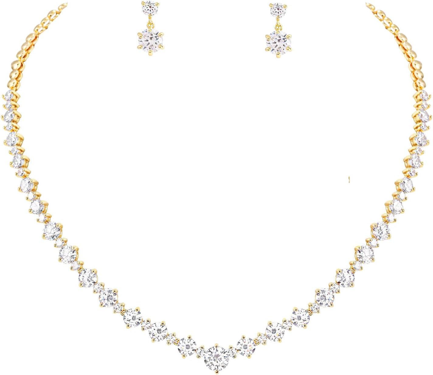 Lovejftty Women's Bridal Jewelry Set for Wedding Brides Bridesmaids, Elegant Prom Costume Necklace and Earring Jewelry Set for Women Evening Wear