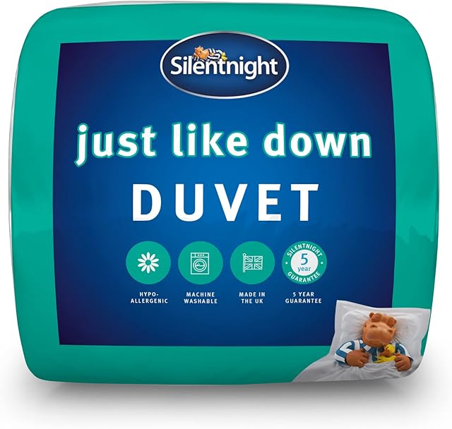 Silentnight Just Like Down Double Duvet Luxury 10.5 Tog All Year Round Duvet Quilt Filled with Soft Silky Fibres and Machine Washable Hypoallergenic Double