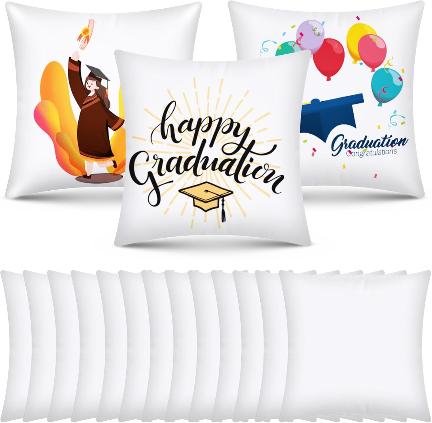 16 Pack 17.7"X17.7" Sublimation Blanks Pillowcase, OLSUNOR Sublimation Pillow Cases White, Cushion Covers Blanks, Throw Pillow Cover for Heat Transfer, Painting DIY Picture, Mother's Day Craft Gift