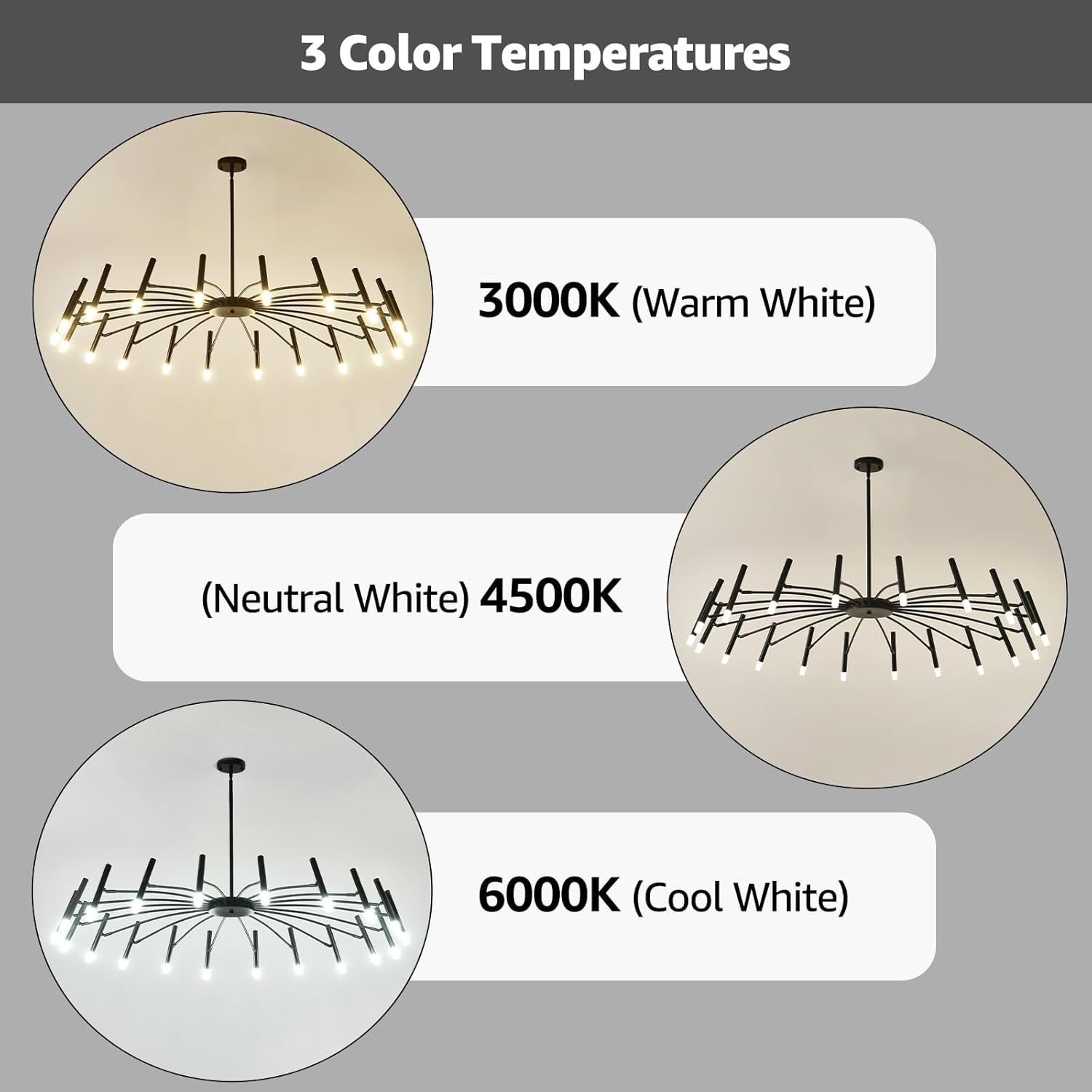 EGM 20-Light Black Modern Chandelier, 53 Inch Mid Century Sputnik Ceiling Light Fixture with G9 Bulbs, Large LED Chandeliers for Bedroom Dining Room, Round Pendant Light for Kitchen Island Foyer