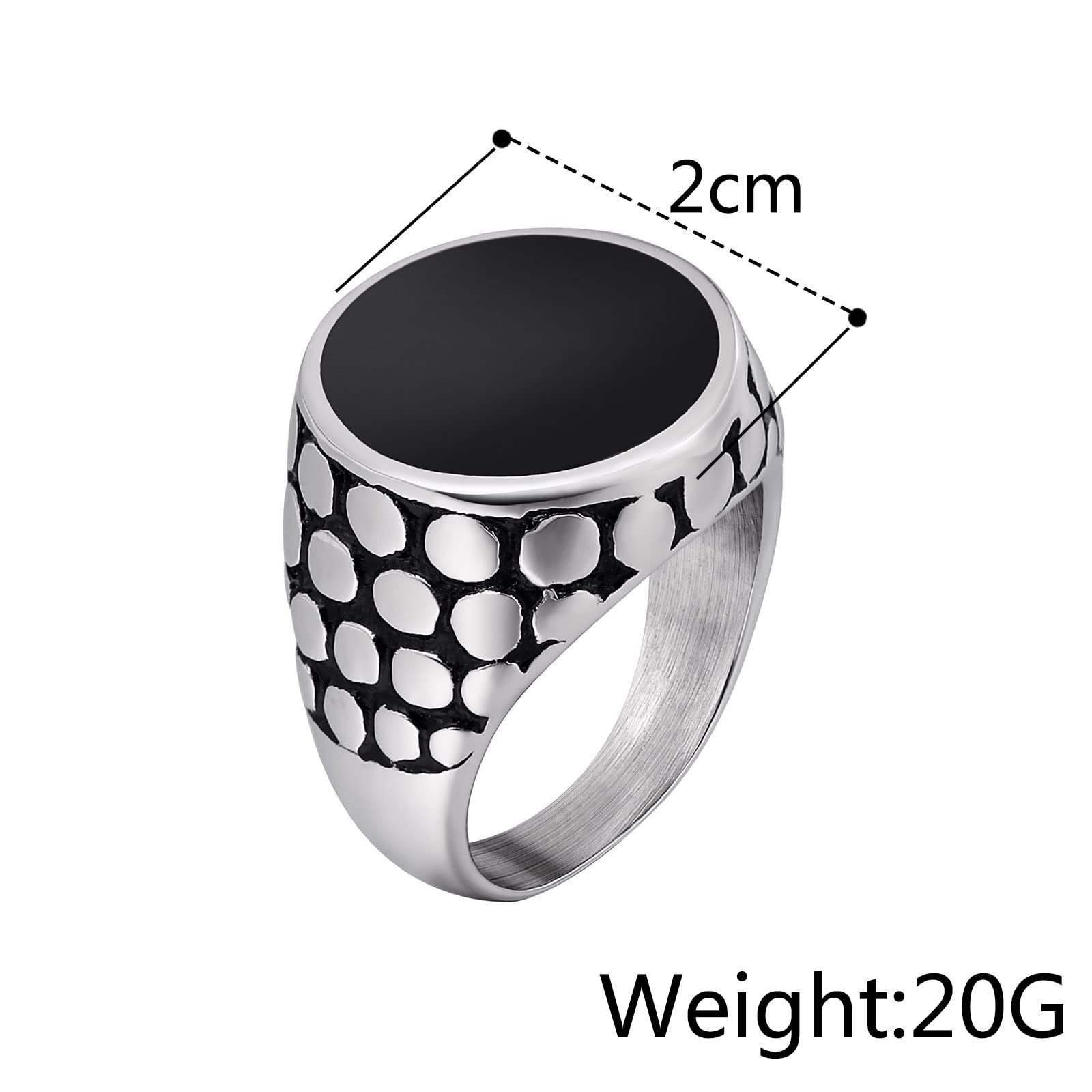 Anello in Acciaio Inox Uomo Anelli Uomo Fedine Anello con Sigillo Rotondo Punk Rock Anelli Promessa Nero Taglia 15 to 27