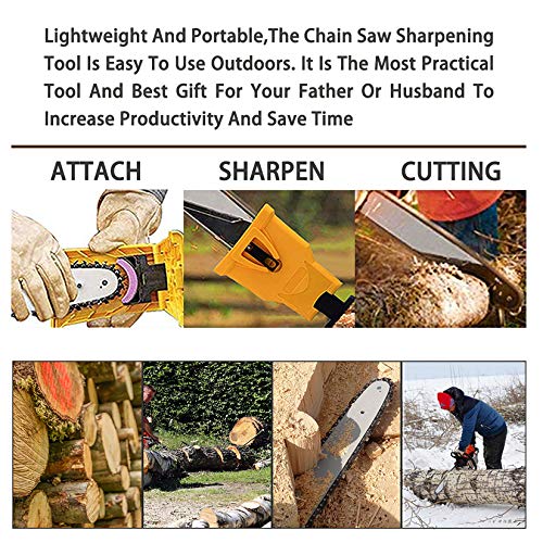 CZS Chainsaw Sharpener, Chainsaw Teeth Sharpener Chain Saw Sharpener Kit Chain Saw Blade Sharpening Tool System Only for Chainsaw with Two Holes - Thumbnail 5