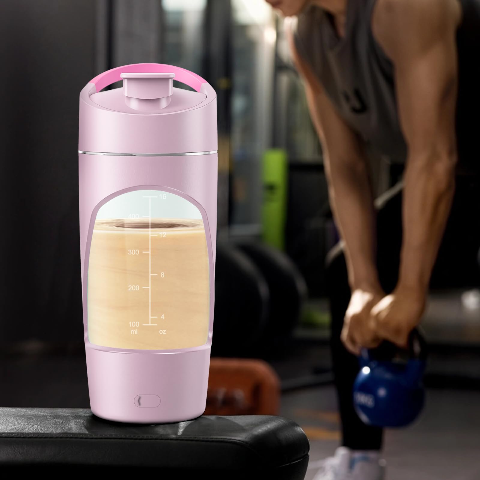 Shaker elettrico per proteine, bottiglia shaker per proteine da 700 ml con conservazione supplementare, shaker per frullati proteici USB C ricaricabile, realizzato con Tritan, potente per frullati