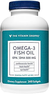 The Vitamin Shoppe Omega 3 Fish Oil 1000 mg Softgels, 300 mg EPA & 200 mg DHA, Unflavored Fish Oil Supplement for Men & Women, Gluten Free, Soy & Dairy Free, 240 Softgels