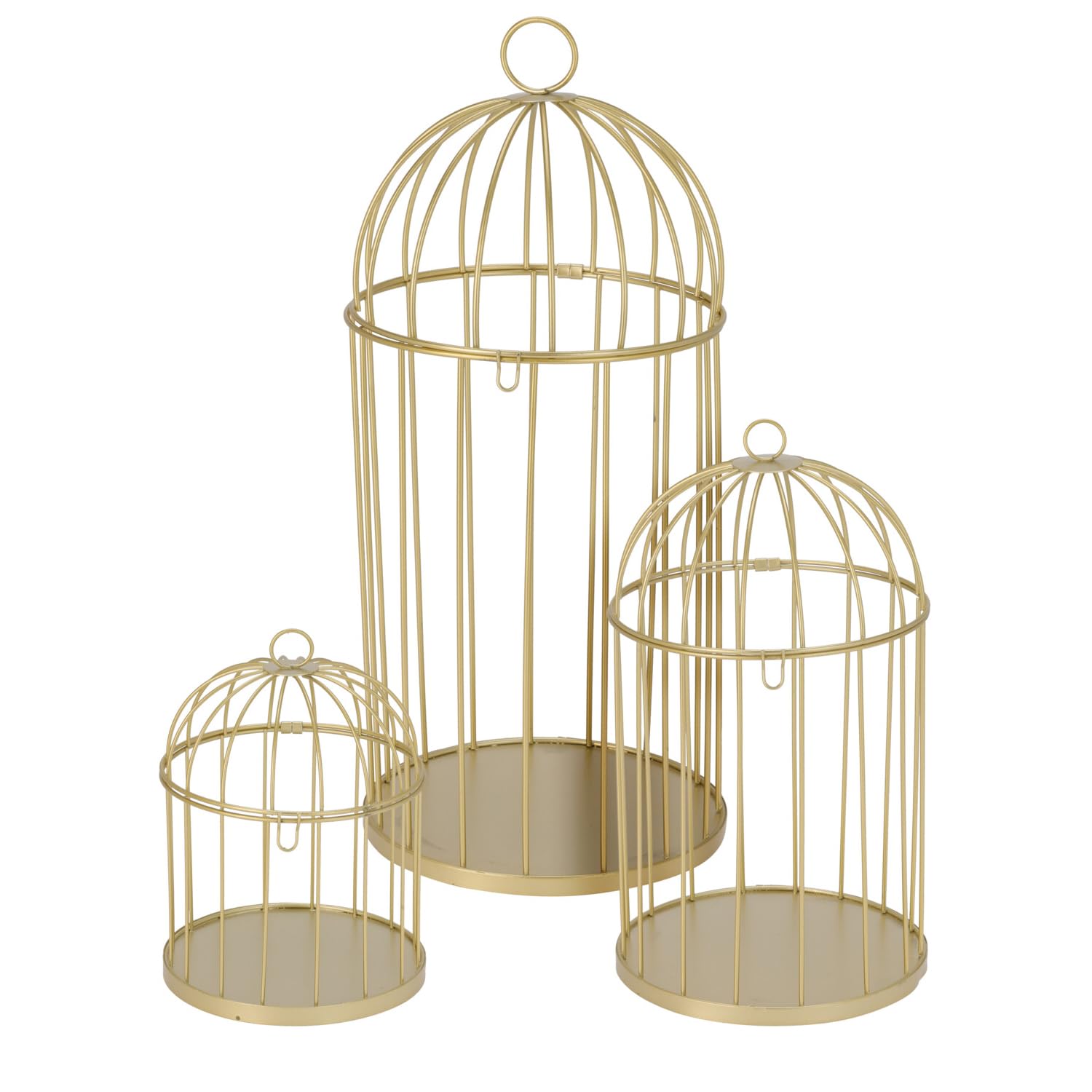 Metall Deko Vogelkäfige im 3er Set – Deko Käfig für Events Tischdeko & saisonale Arrangements (Gold)
