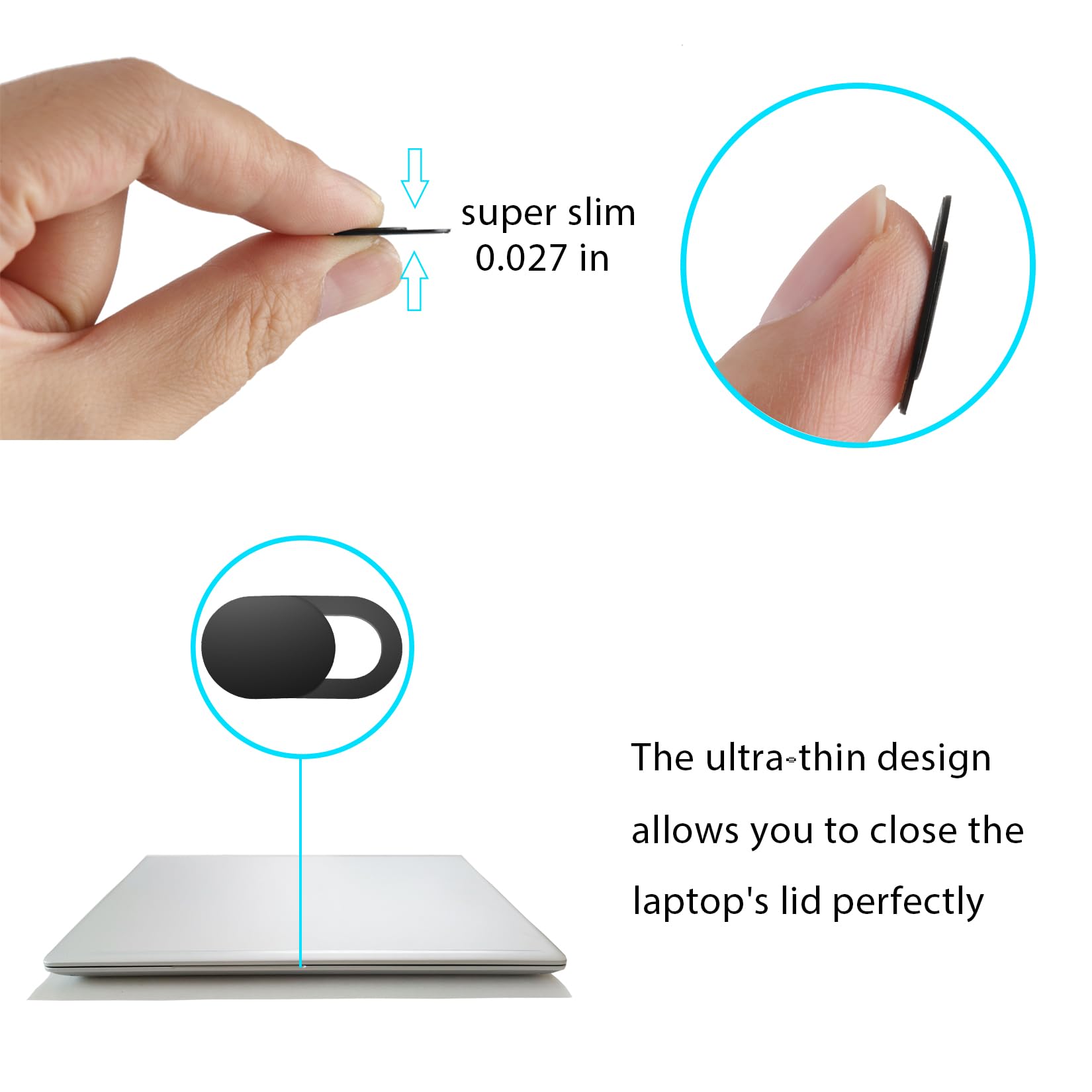 ZUCUCUC Copertura per fotocamera per computer portatile, confezione da 6, ultra sottile, per laptop, tablet, desktop, PC, smartphone, protegge la tua privacy e sicurezza (nero)