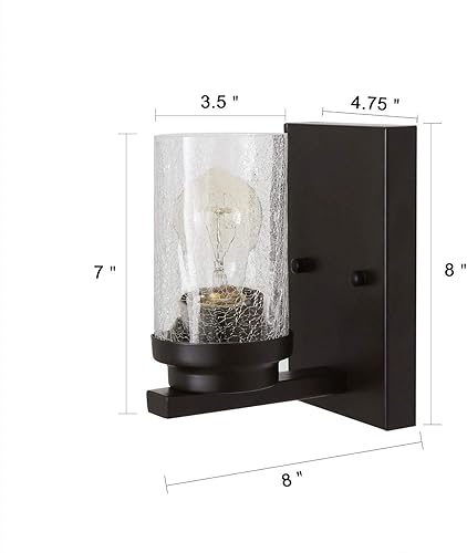 Miniatura 5 de 17701 - Lámpara de pared de metal industrial vintage con pantalla de vidrio agrietado, lámpara de vestíbulo retro, aplique de pared rústico Edison