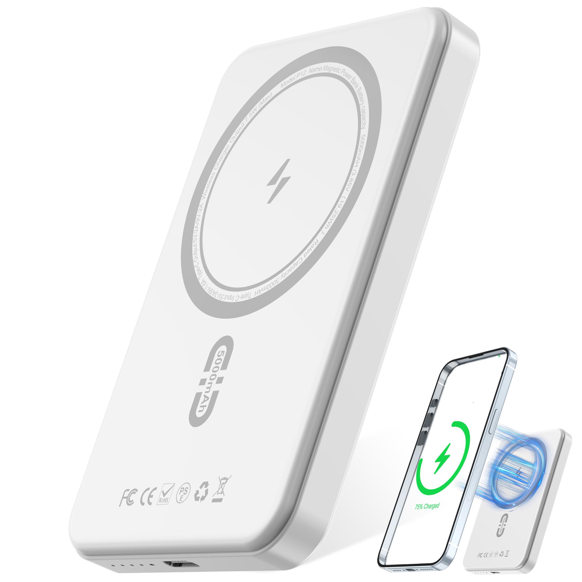 Amazon.com: Magnetic Portable Charger for iPhone 5000mAh,Portable