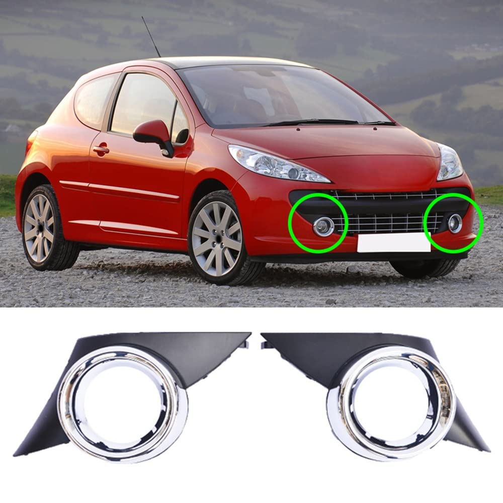 Couvercle Antibrouillard Avant Droit de Voiture Chrome Phares Antibrouillard Cadre Gril Accessoires Auto pour 207 2006-2009