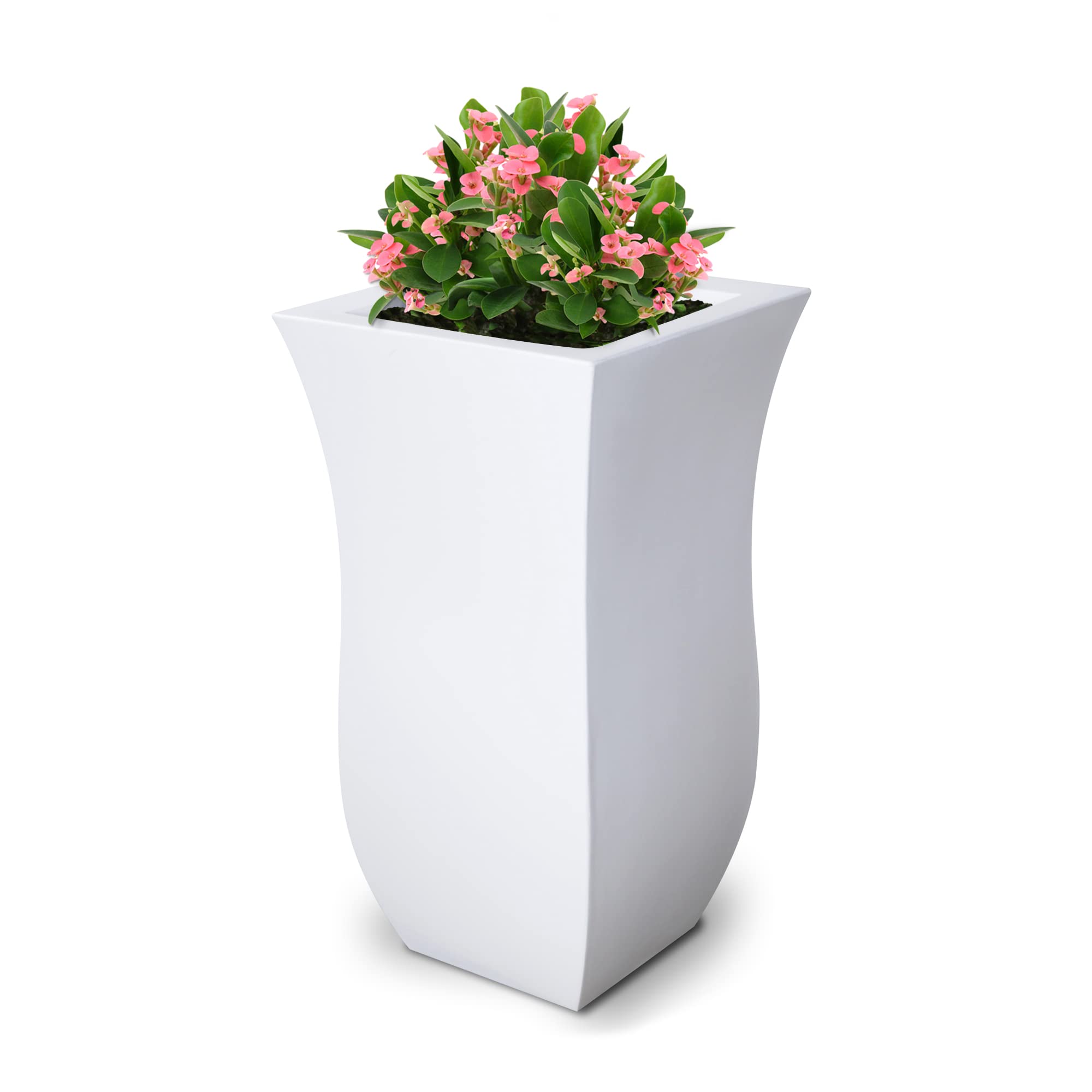 Mayne Valencia 30in Tall Planter - White - 16in L x 16in W x 30in H - with Removable Plug, Made with Polyethylene (5874-W)