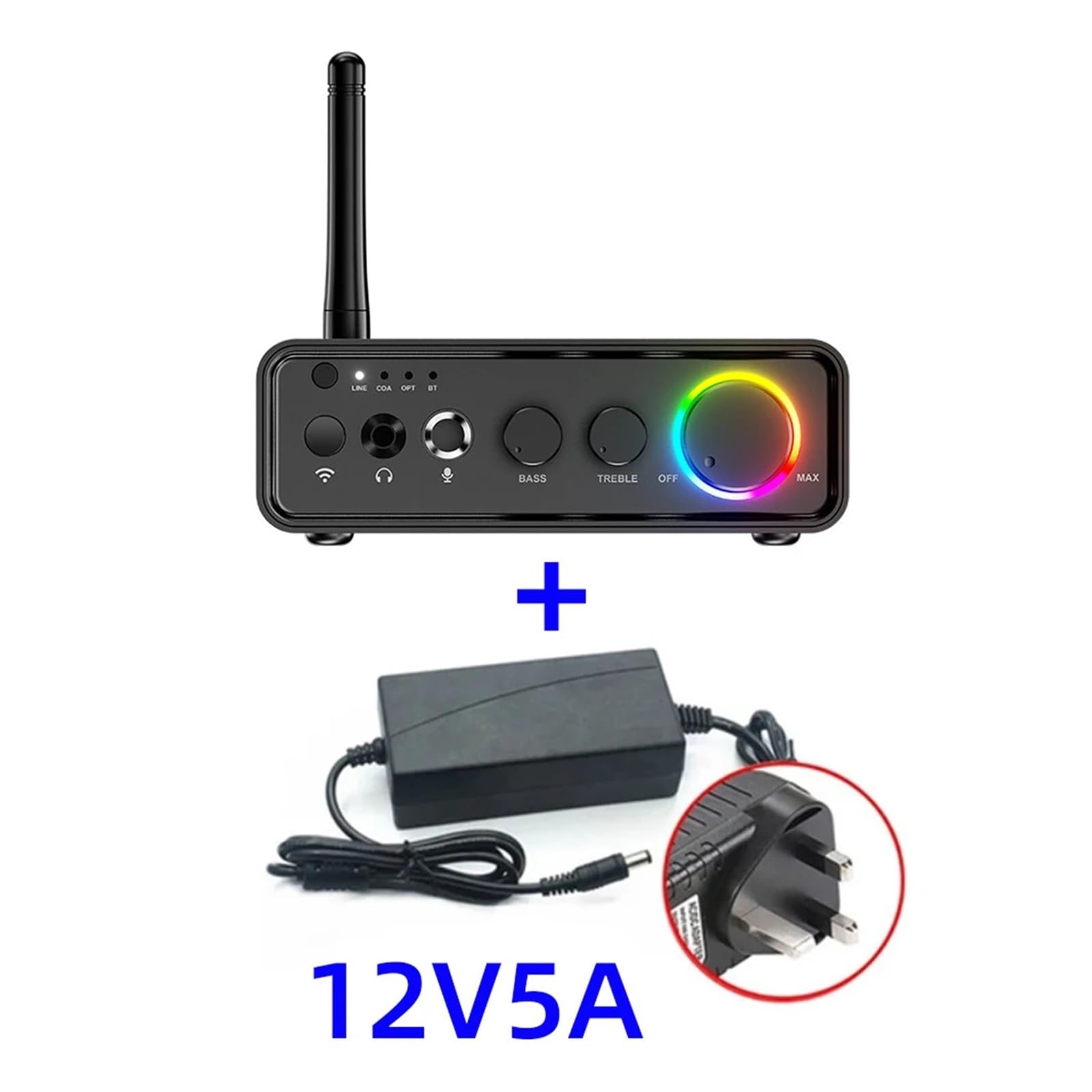 Mini Amplificador de Potencia Bluetooth 5.3 Clase D 2.0 Amplificador 100Wx2 200W