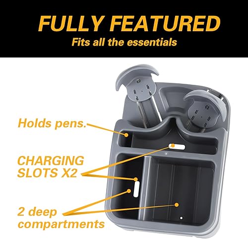 Miniatura 5 de Consola central grande para automóviles, camiones, minivans, SUV, con 2 portavasos ajustables, banco trasero y asiento delantero o consola central