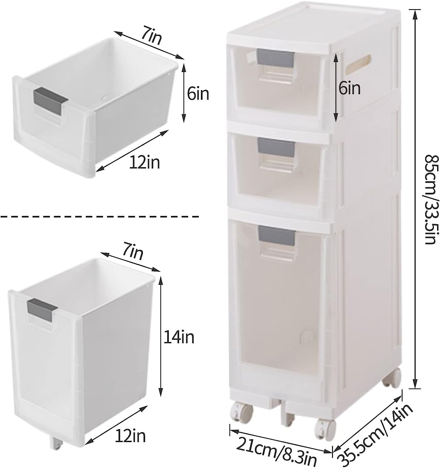 Mueble de baño de 8.3 pulgadas (ancho), organizador de baño, mueble para Papel higiénico, Ideal para cocina, Sala de estar, habitación Infantil o rincón de oficina (blan