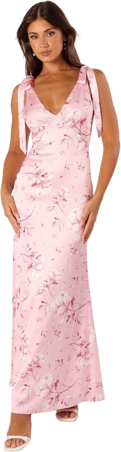 Petal & Pup Womens Xavier Bow Shoulder Maxi Dress