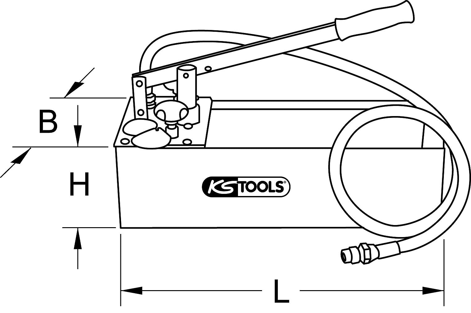 KS Tools 902.1004 Bomba de comprobación KS 50 roja, 60bar, tanque de 12L