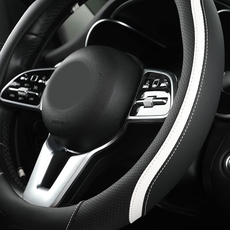 ISTN Coprivolante Per Auto In Pelle Microfibra 38 Cm Per La Maggior Parte Delle Auto (Nero Grigio