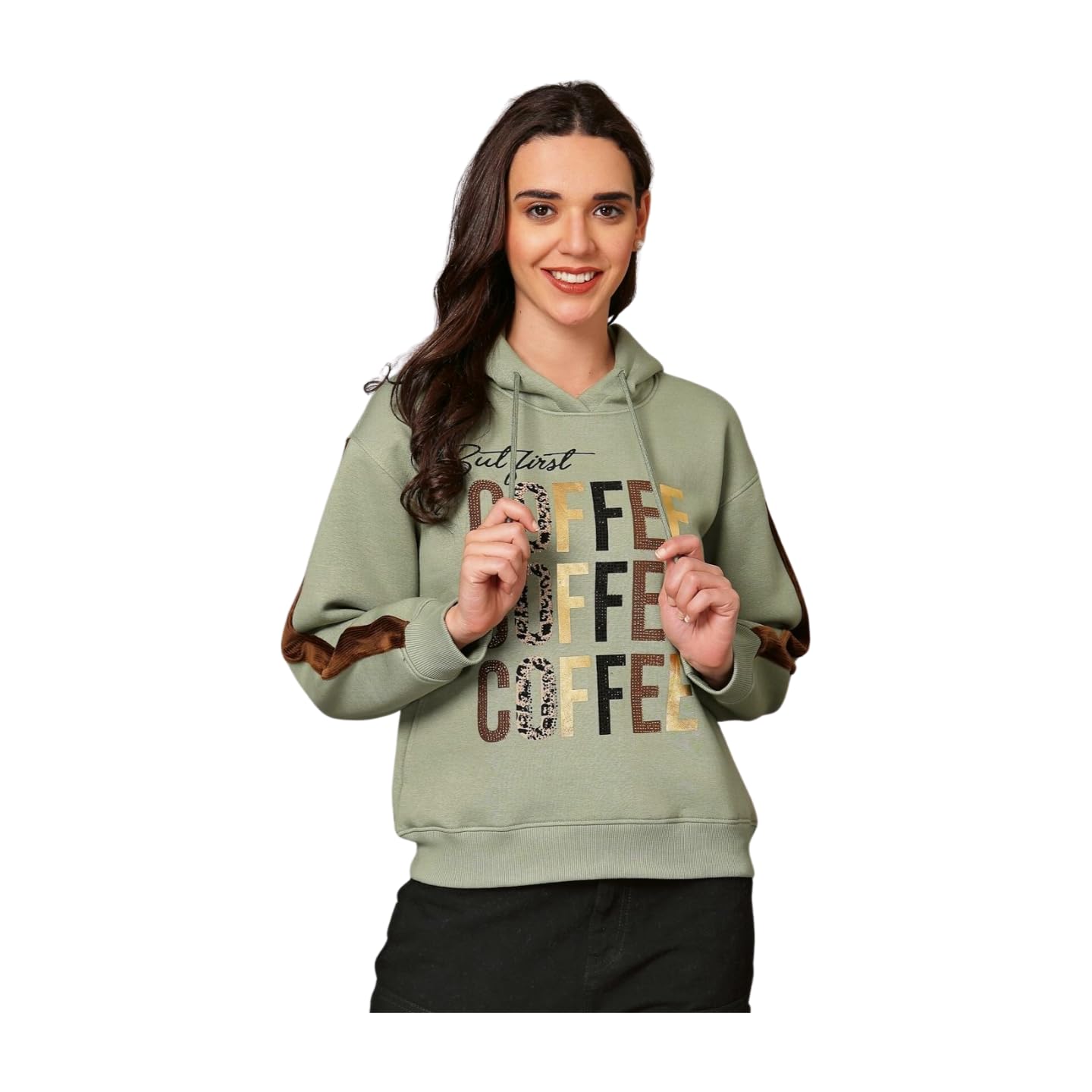 Women Winterwear Typography Printed Hooded Sweatshirt-image-23